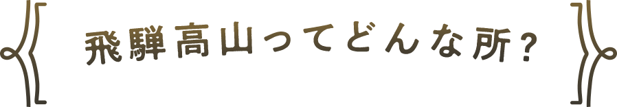 飛騨高山ってどんな所？